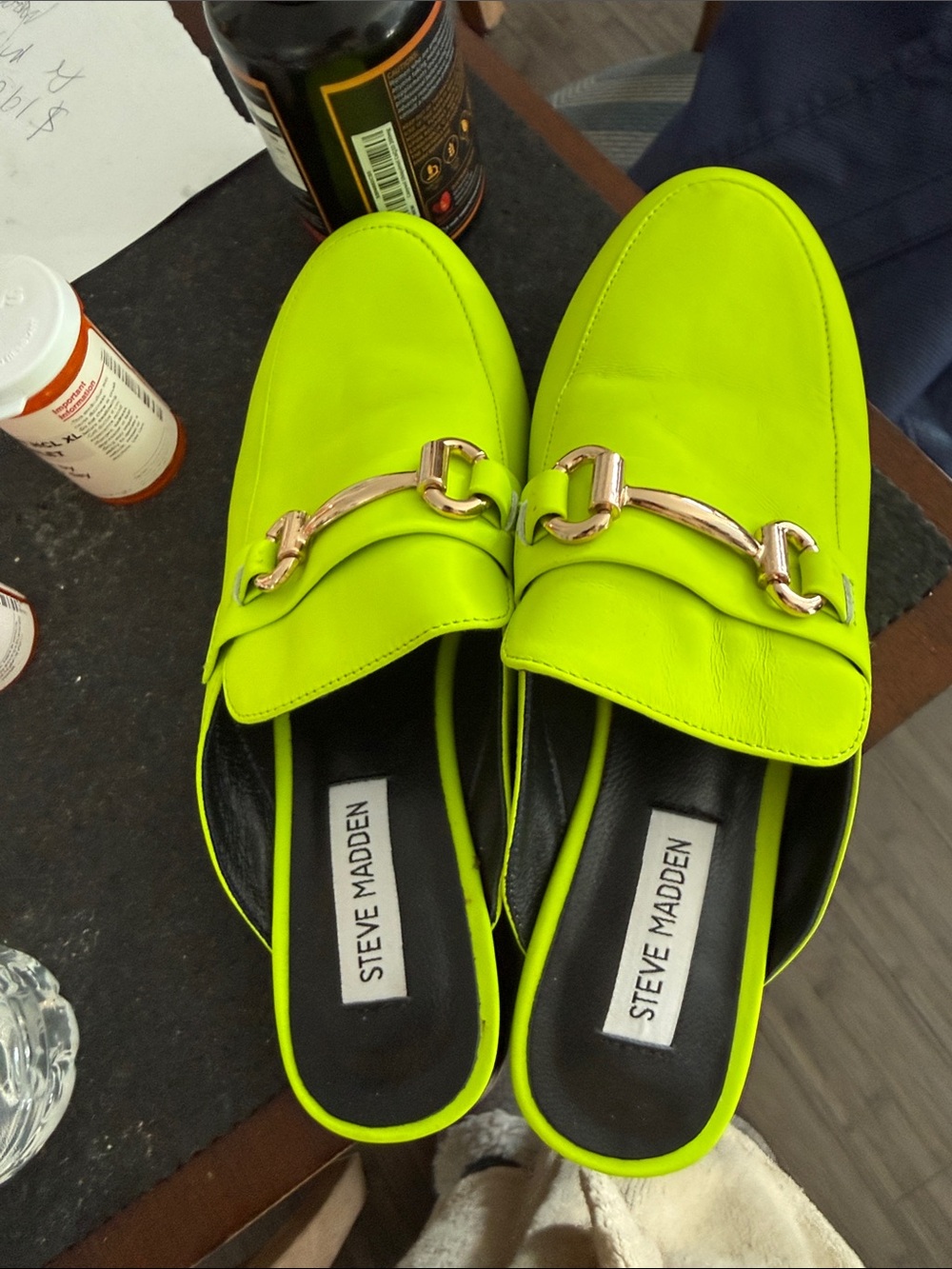 Steve Madden Neon Lime Horsebit Mules
